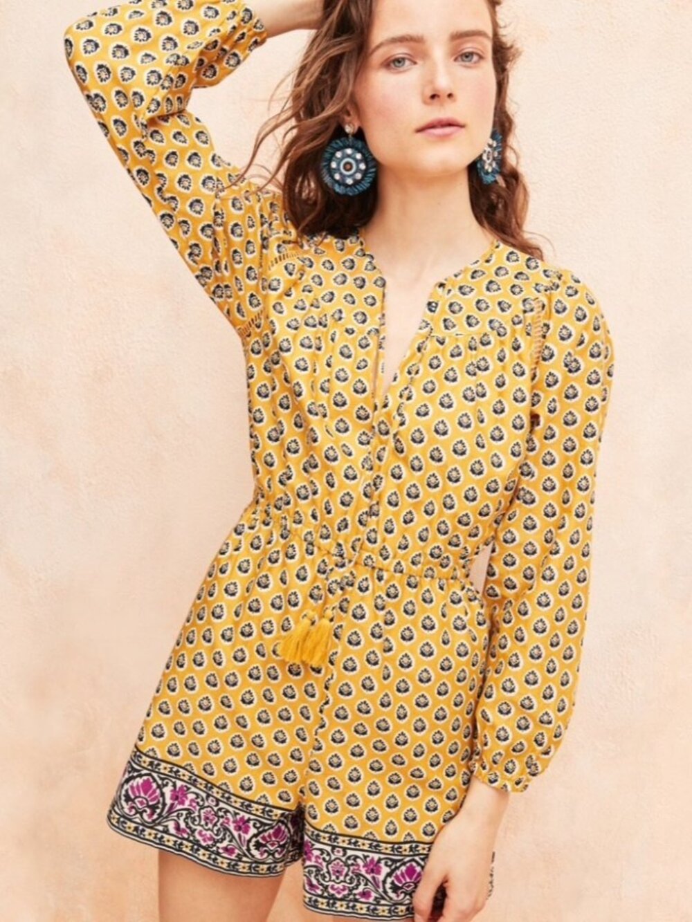 NWT J.Crew Point Sur Summer Paisley Romper in Sweet Violet Mustard Floral 6